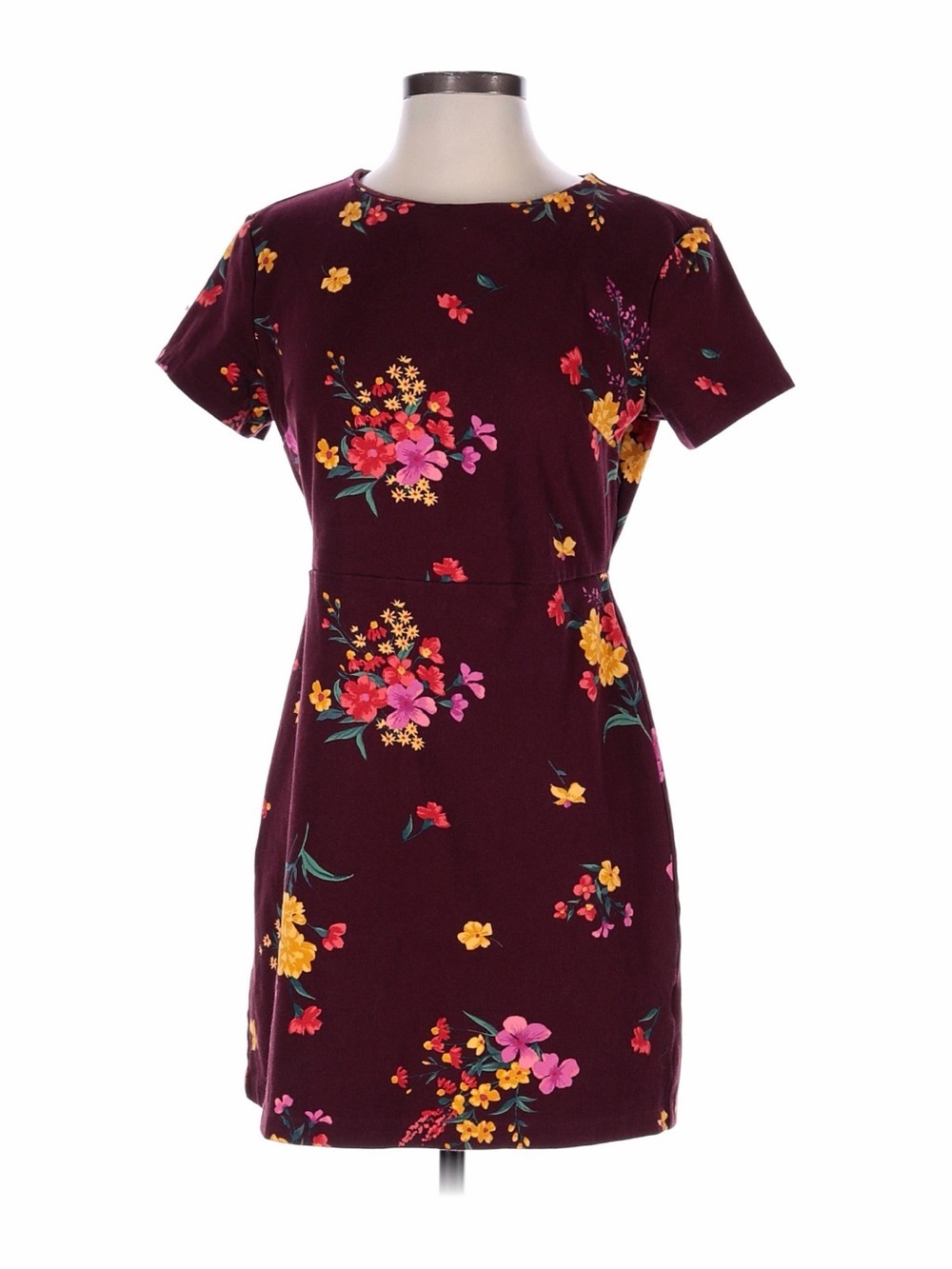 Old Navy Floral Fit & Flare Dress in Burgundy